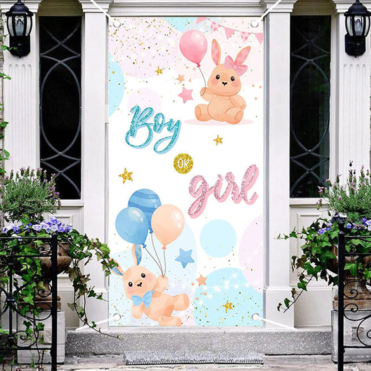 Aperturee - Boy Or Girl Bunny Glitter Baby Shower Door Cover