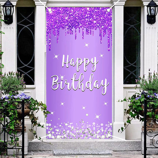 Aperturee - Bright Purple Diamonds Girls Birthday Door Cover