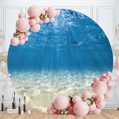 Aperturee - Bright Sea Blue And Sand Round Summer Backdrop