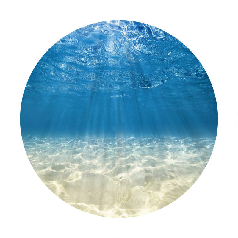 Aperturee - Bright Sea Blue And Sand Round Summer Backdrop