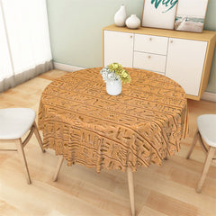 Aperturee - Brown Egyptian Hieroglyph Carve Round Tablecloth