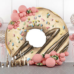 Aperturee - Brown Khaki Cream Doughnut Painting Circle Backdrop