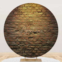 Aperturee - Brown Vintage Brick Wall Round Backdrop For Birthday