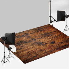 Aperturee - Brown Wood Texture Scratch Photo Rubber Floor Mat