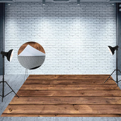 Aperturee - Brown Wooden Board Rubber Floor Mat For Baby Photography