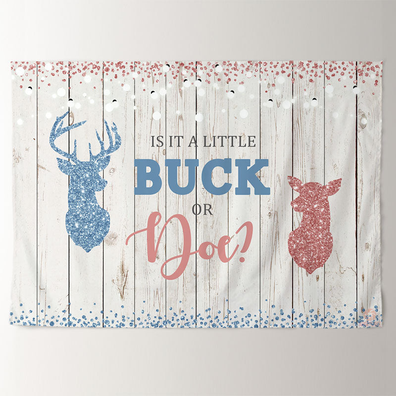 Aperturee - Buck Or Doe Glitter Wood Baby Shower Backdrop
