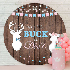 Aperturee - Buck Or Doe Wooden Round Gender Reveal Backdrop