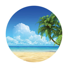 Aperturee - Bule Sky And Beach Sea Coconut Circle Backdrop