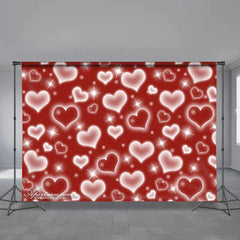 Aperturee - Burgundy Full Of Heart Valentines Day Backdrop