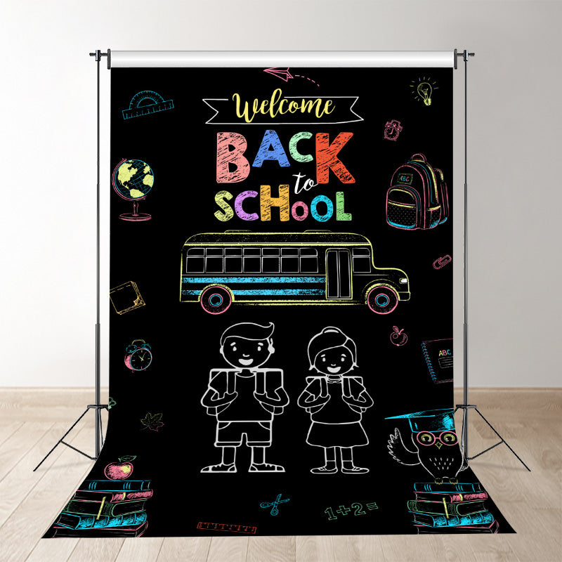 Aperturee - Bus Books Chalk Drawing Back To School Backdrop