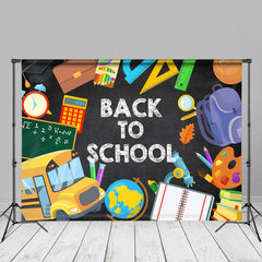 Aperturee - Bus School Supplies Globe Back To School Backdrop