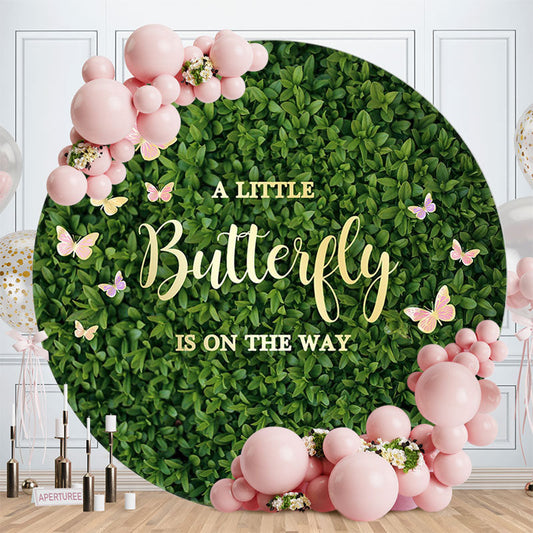 Aperturee - Butterfly Greenery Baby Shower Backdrop For Girl