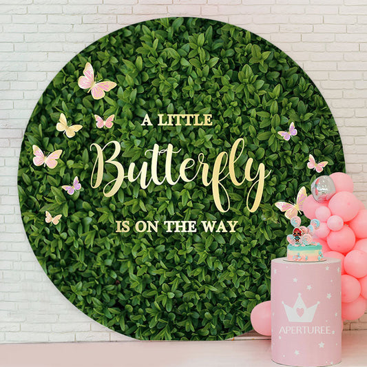 Aperturee - Butterfly Greenery Baby Shower Backdrop For Girl