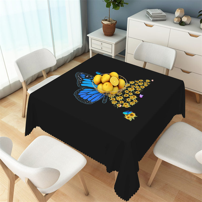 Aperturee - Butterfly With Little Sunflowers Square Tablecloth