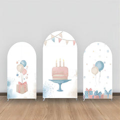 Aperturee - Cake Gift Flag White Arch Backdrop Kit For Birthday