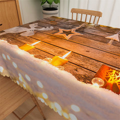 Aperturee - Candle Light Pendants Bokeh Wood Christmas Tablecloth