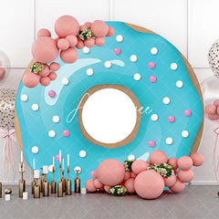 Aperturee - Candy Blue Cream Glossy Donut Round Party Backdrop