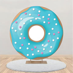 Aperturee - Candy Blue Cream Glossy Donut Round Party Backdrop