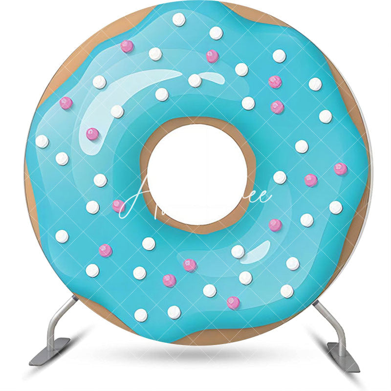 Aperturee - Candy Blue Cream Glossy Donut Round Party Backdrop