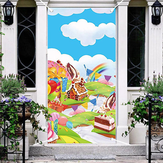 Aperturee - Candy Land Dessert Sky Rainbow Birthday Door Cover