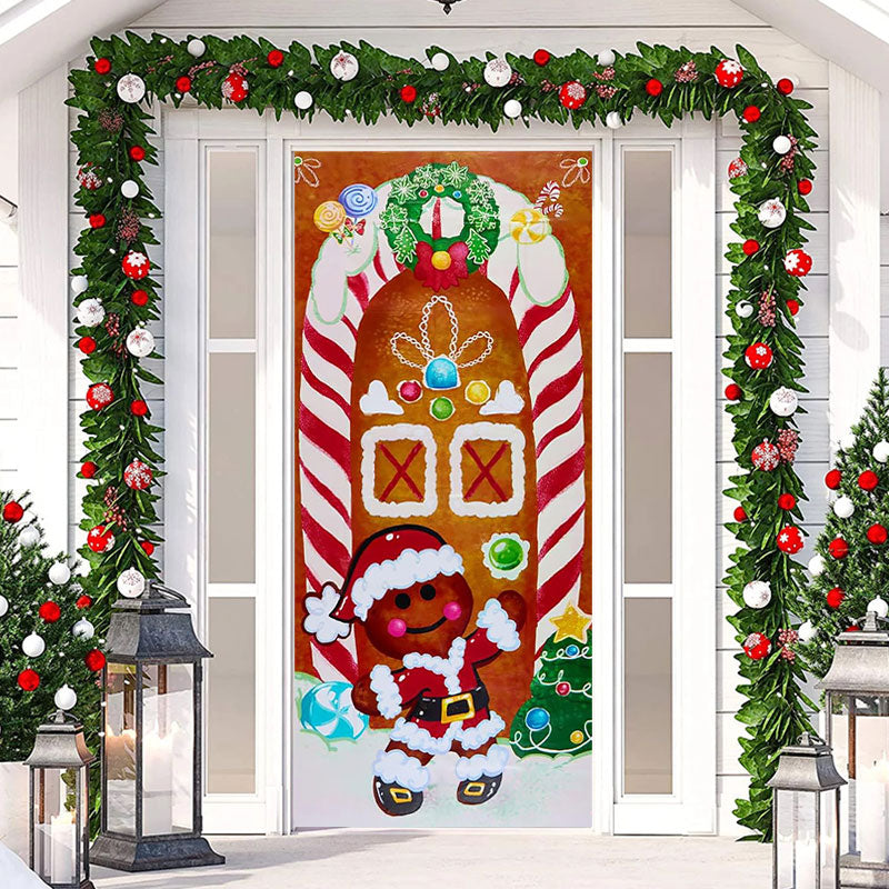 Aperturee - Candy Lollipop Gingerbread Man Christmas Door Cover