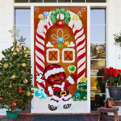 Aperturee - Candy Lollipop Gingerbread Man Christmas Door Cover