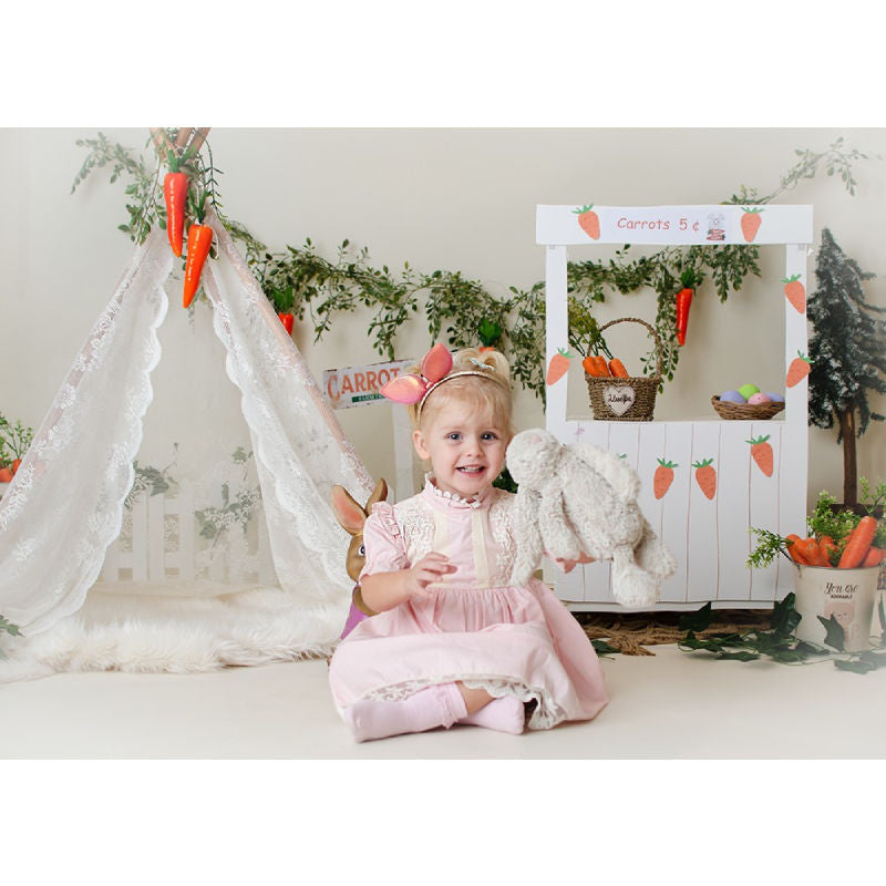 Aperturee - Carrot Patch Gauze Tent Rabbit Birthday Backdrop