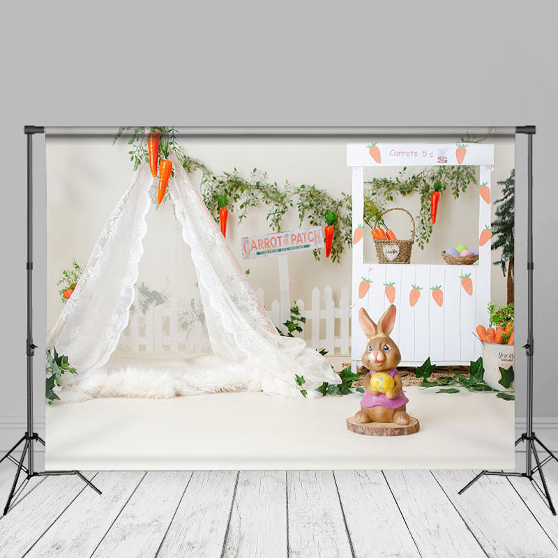 Aperturee - Carrot Patch Gauze Tent Rabbit Birthday Backdrop