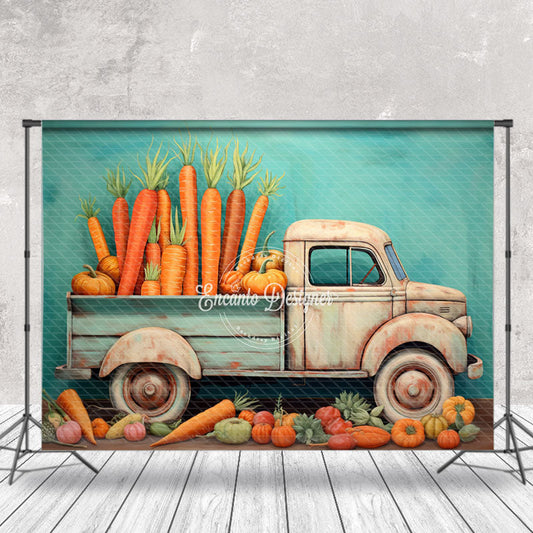 Aperturee - Carrots Pumpkin Truck Vegetables Easter Backdrop