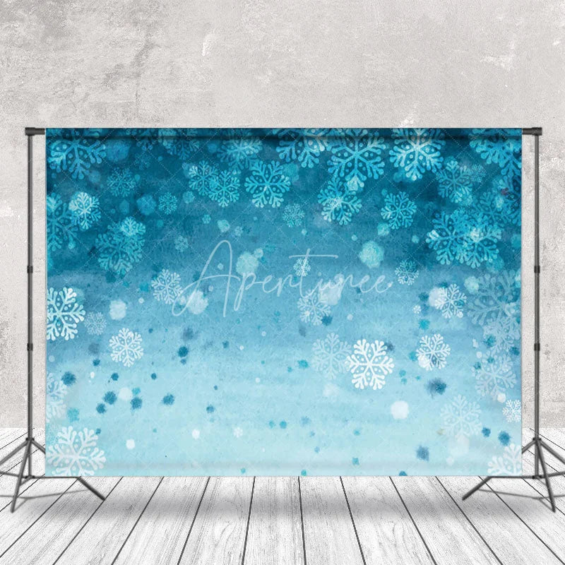 Aperturee - Cartoon Blue Snowflake Texture Photography Backdrop