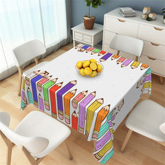 Aperturee - Cartoon Colorful Pencil White Square Tablecloth