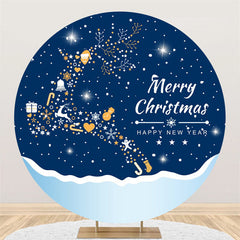 Lofaris Cartoon Deer White Snow Merry Christmas Round Backdrop