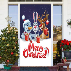 Aperturee - Cartoon Snowman Rabbit Elk Door Cover For Christmas