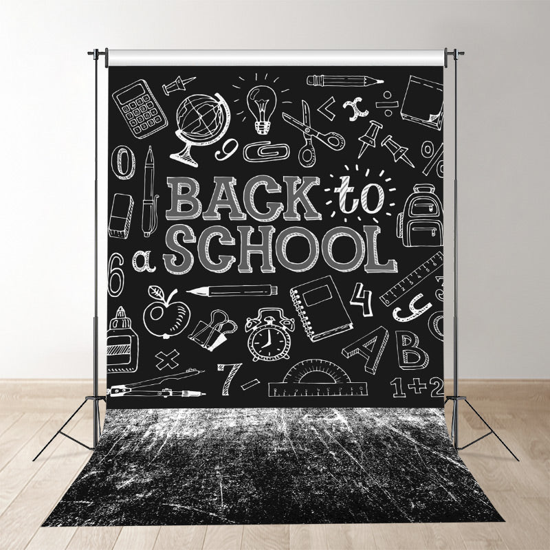 Aperturee - Chalk Drawing White Black Back To School Backdrop