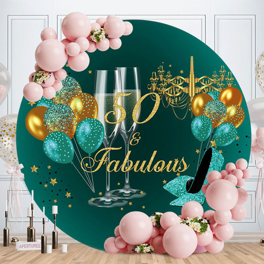 Aperturee - Champage Balloons Fabulous 50Th Birthday Backdrop