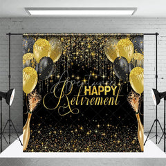 Aperturee - Champagne Black Gold Ballloons Retirement Backdrop