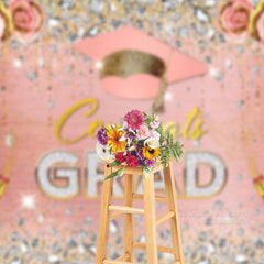 Aperturee - Champagne Diamond Glitter Floral Pink Grad Backdrop
