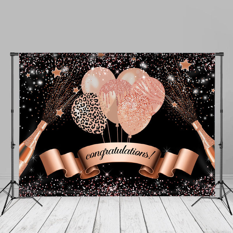 Aperturee - Champagne Sparkling Balloons Grad Backdrop For Photo
