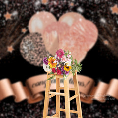 Aperturee - Champagne Sparkling Balloons Grad Backdrop For Photo