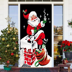 Aperturee - Chimney Santa Gifts Painting Christmas Door Cover