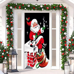 Aperturee - Chimney Santa Gifts Painting Christmas Door Cover
