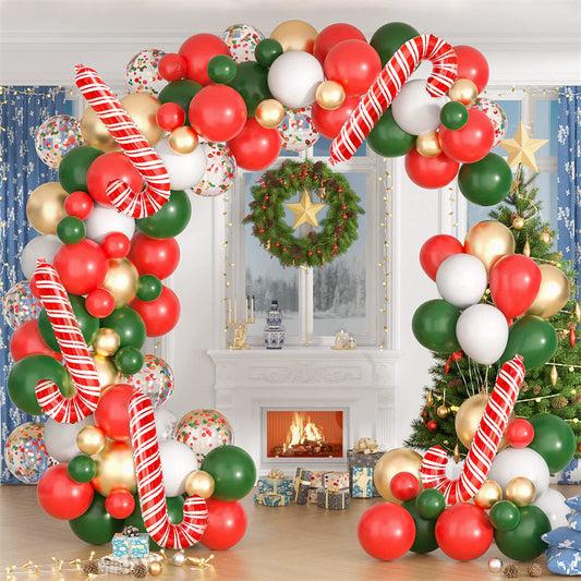 Aperturee - Christmas Balloon Arch Kit Red Candy Cane Party Decorations