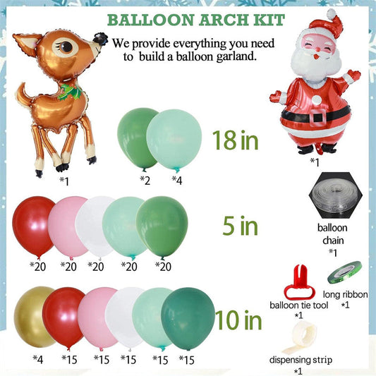 Aperturee - Christmas Balloon Garland Arch Kit Pink Santa Elk Party Decor
