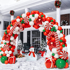 Aperturee - Christmas Balloon Garland Arch Kit With Red White Candy | Party Decorations