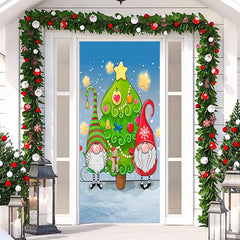 Aperturee - Christmas Dwarfs Tree Star Snowy Door Cover Decor
