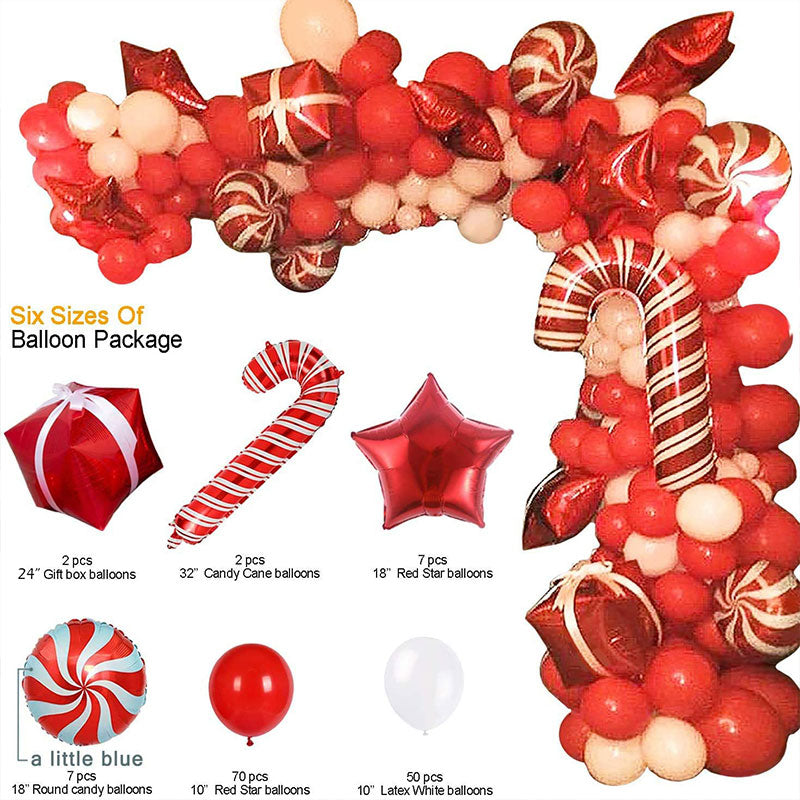 Aperturee - Christmas Garland Balloon Arch Kit Candy Red Star Gift | Party Decorations