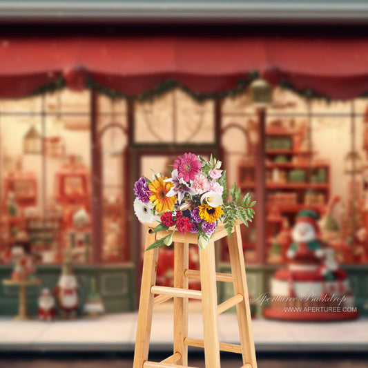 Aperturee - Christmas Gift Shop Holiday Portrait Studio Backdrop