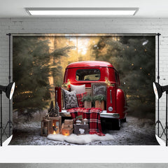 Aperturee - Christmas Outdoor Red Truck Gift Portrait Backdrop