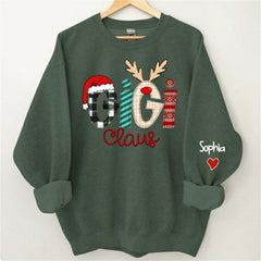 Aperturee - Christmas Plaid Claus Custom Grandma Kids Sweatshirt