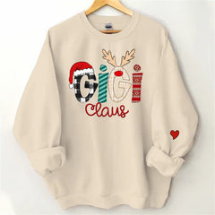 Aperturee - Christmas Plaid Claus Custom Grandma Kids Sweatshirt